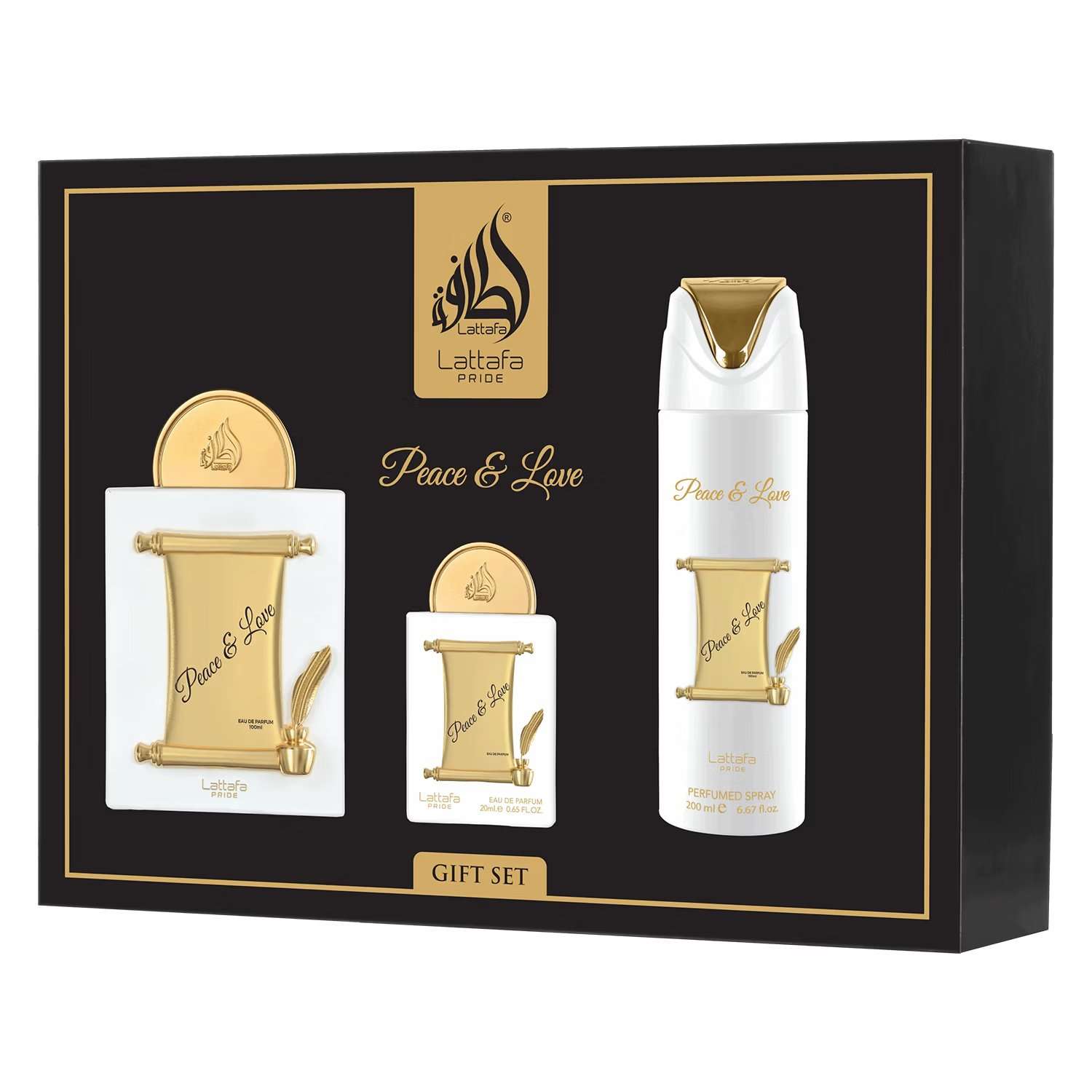 kit-lattafa-peace-love-gift-set-eau-de-parfum-unissex-3-unidades-1287943-87389 Kit Lattafa Peace & Love Gift Set Eau de Parfum Unissex - 3 Unidades - Imagen 1