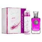 Kit Perfume Lattafa Mahasin Crystal Violet Eau de Parfum Femenino 100ml + Desodorante